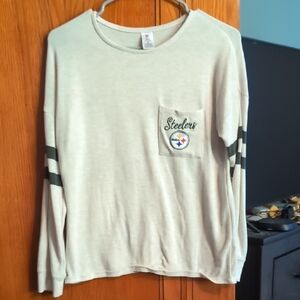 NFL Steelers Cream and Black Crew Neck Sweater